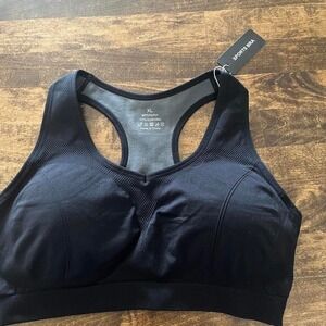 Black sports bra breathable workout razorback comfort NWT gymready
